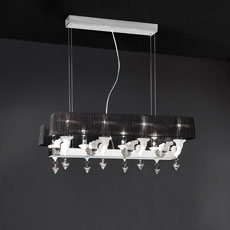 Ceramic chandelier with platinum and gold inserts