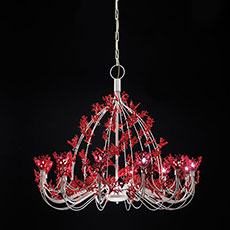 Metal chandelier with ceramic coral-shaped ornaments LFT06+2